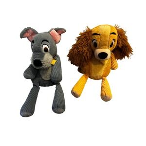 Disney Scentsy Sidekicks Lady and the Tramp Plush Sensory Dog Toys Set Grey Tan